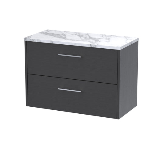 Hudson Reed Juno 800mm Wall Hung 2-Drawer Vanity Unit With Laminate Worktop and Handles