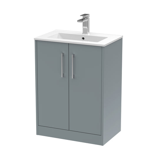 Hudson Reed Juno 600mm Floor Standing 2-Door Vanity Unit With 1 Tap Hole Basin