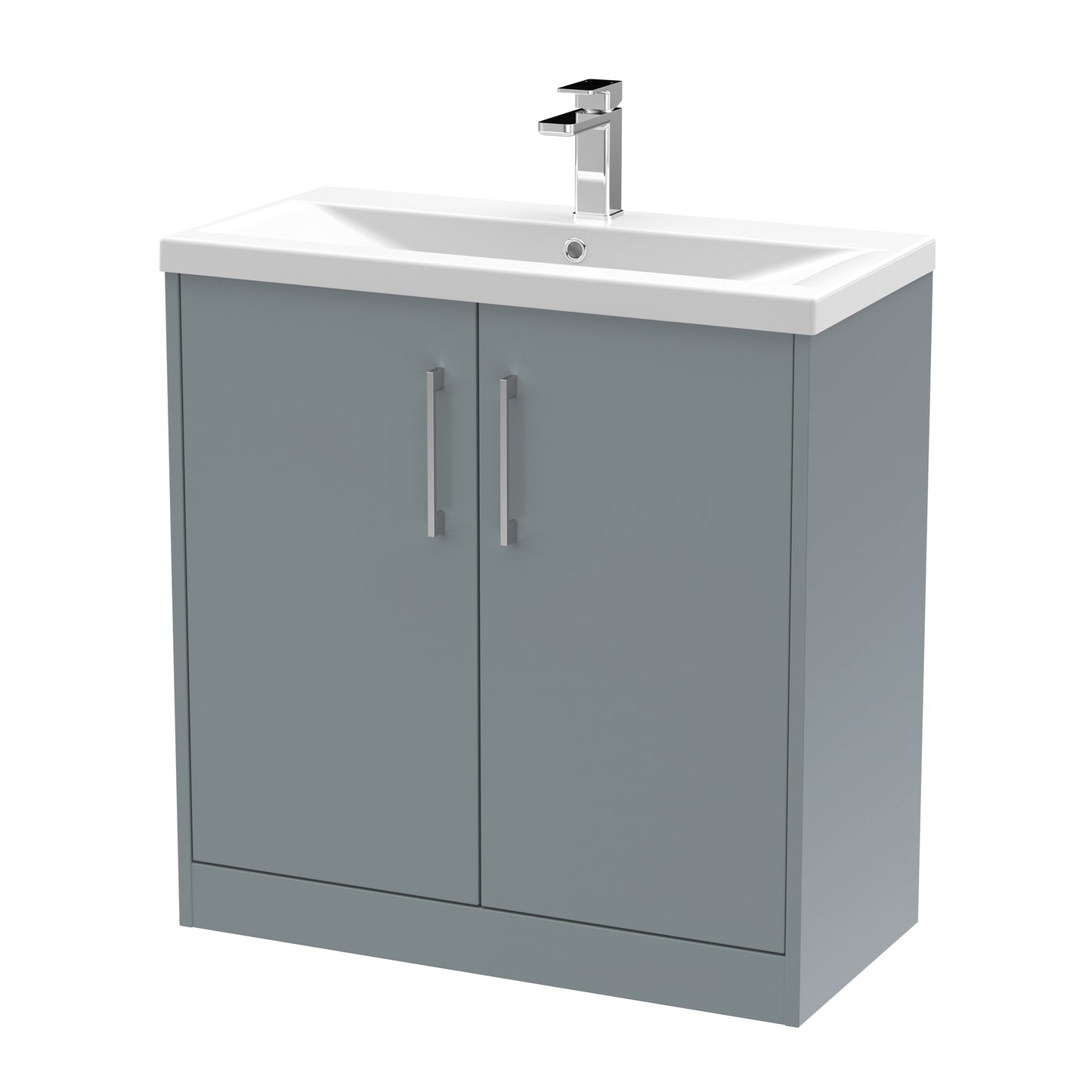 Hudson Reed Juno 800mm Coastal Grey Floor Standing 2-Door Vanity Unit & 1 Tap Hole Basin
