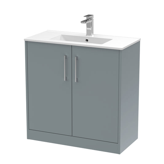 Hudson Reed Juno 800mm Floor Standing 2-Door Vanity Unit With 1 Tap Hole Basin