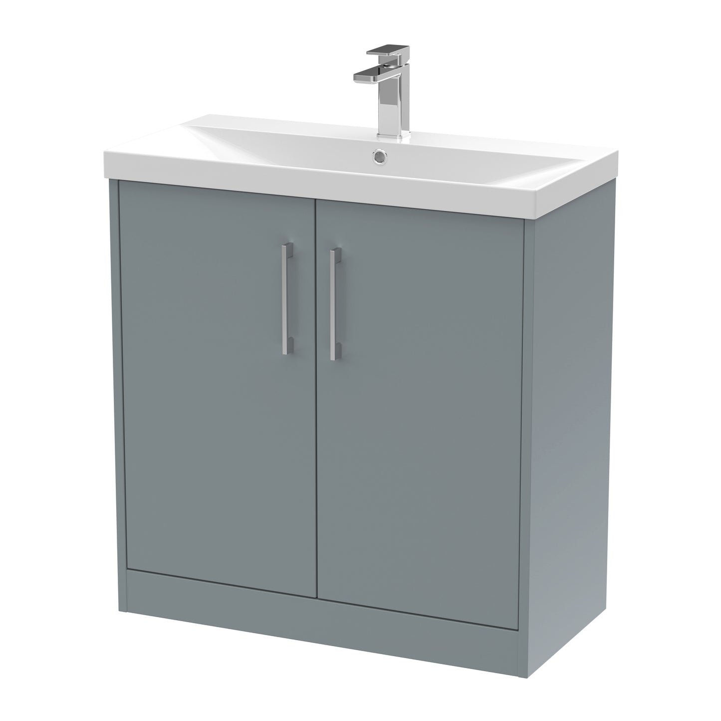 Hudson Reed Juno 800mm Coastal Grey Floor Standing 2-Door Vanity Unit with 1 Tap Hole Basin