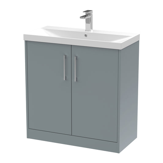 Hudson Reed Juno 800mm Coastal Grey Floor Standing 2-Door Vanity Unit with 1 Tap Hole Basin