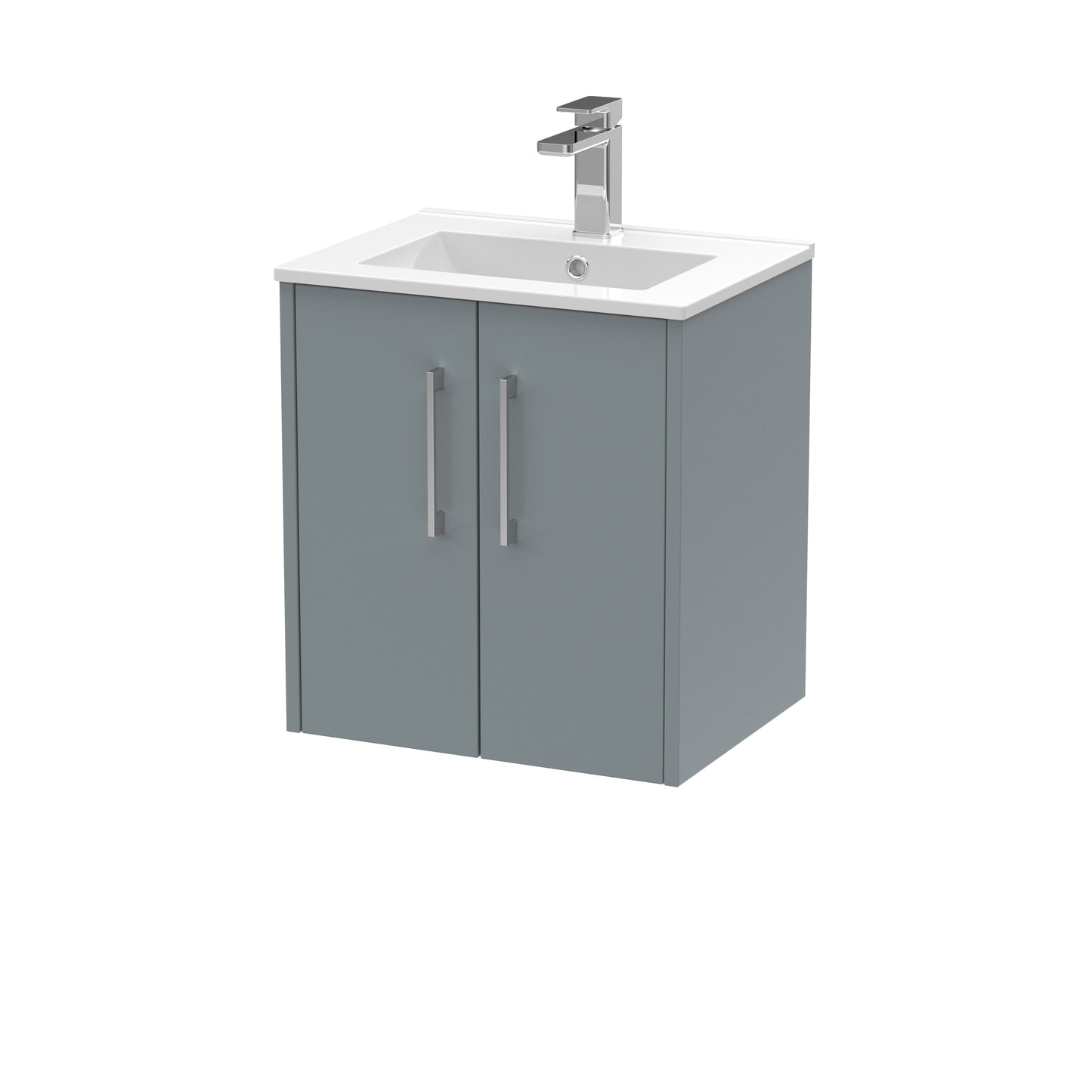 Hudson Reed Juno 500mm Coastal Grey Wall Hung 2-Door Vanity Unit with 1 Tap Hole Basin