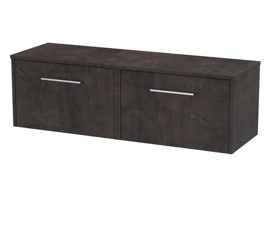 Hudson Reed Juno 1205mm Metallic Slate Wall Hung 2 Drawer Vanity Unit With Worktop