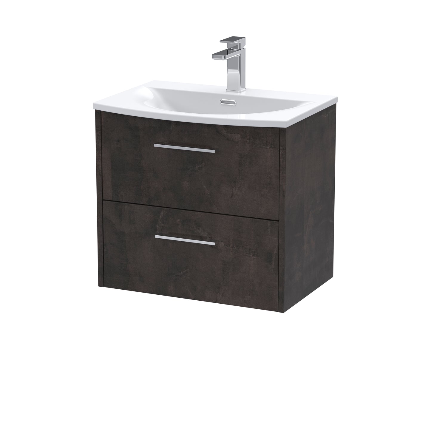 Hudson Reed Juno 600mm Wall Hung 2 Drawer Vanity Unit Including Curved Ceramic Basin