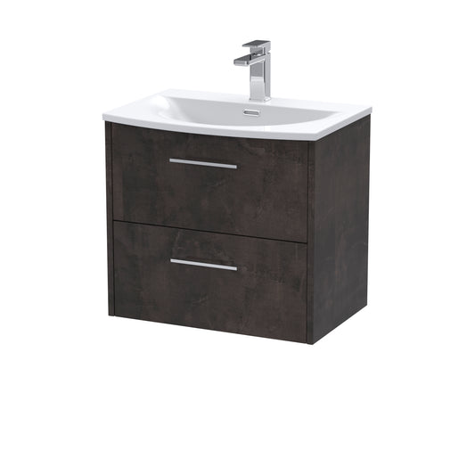Hudson Reed Juno 600mm Wall Hung 2 Drawer Vanity Unit Including Curved Ceramic Basin