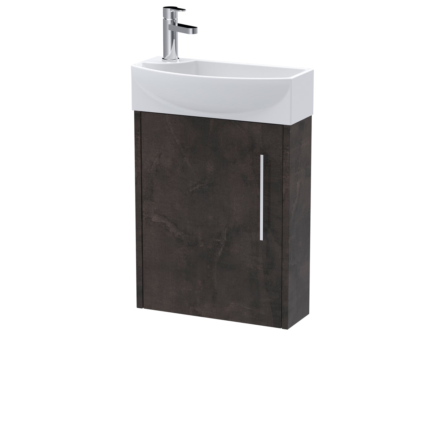 Hudson Reed Juno Compact 450mm Right Hand Wall Hung 1 Door Vanity Unit with 1 Tap Hole Ceramic Basin