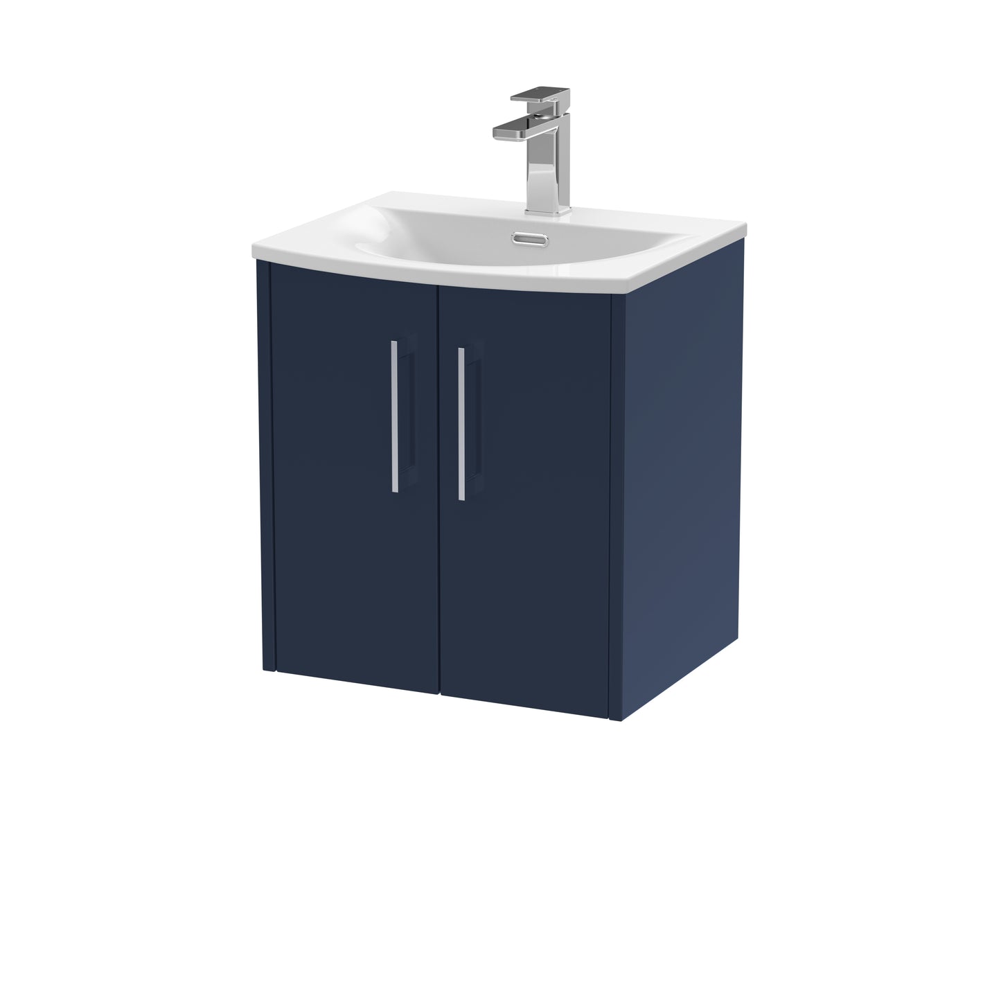 Hudson Reed Juno 500mm Wall Hung Midnight Blue 2-Door Vanity & Basin With Soft-Close Drawers