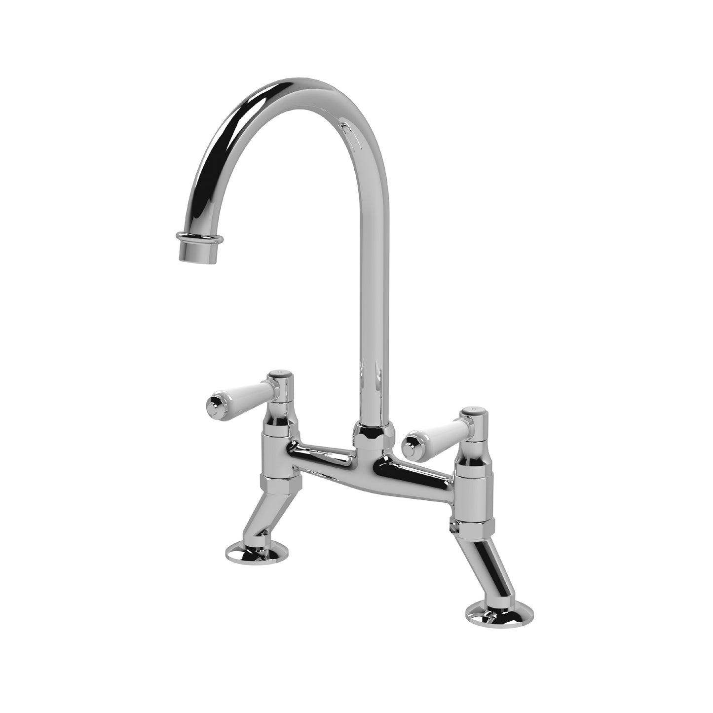 Kitchen Taps Traditional 2 Tap Hole Bridge Sink Mixer Tap with Lever Handles