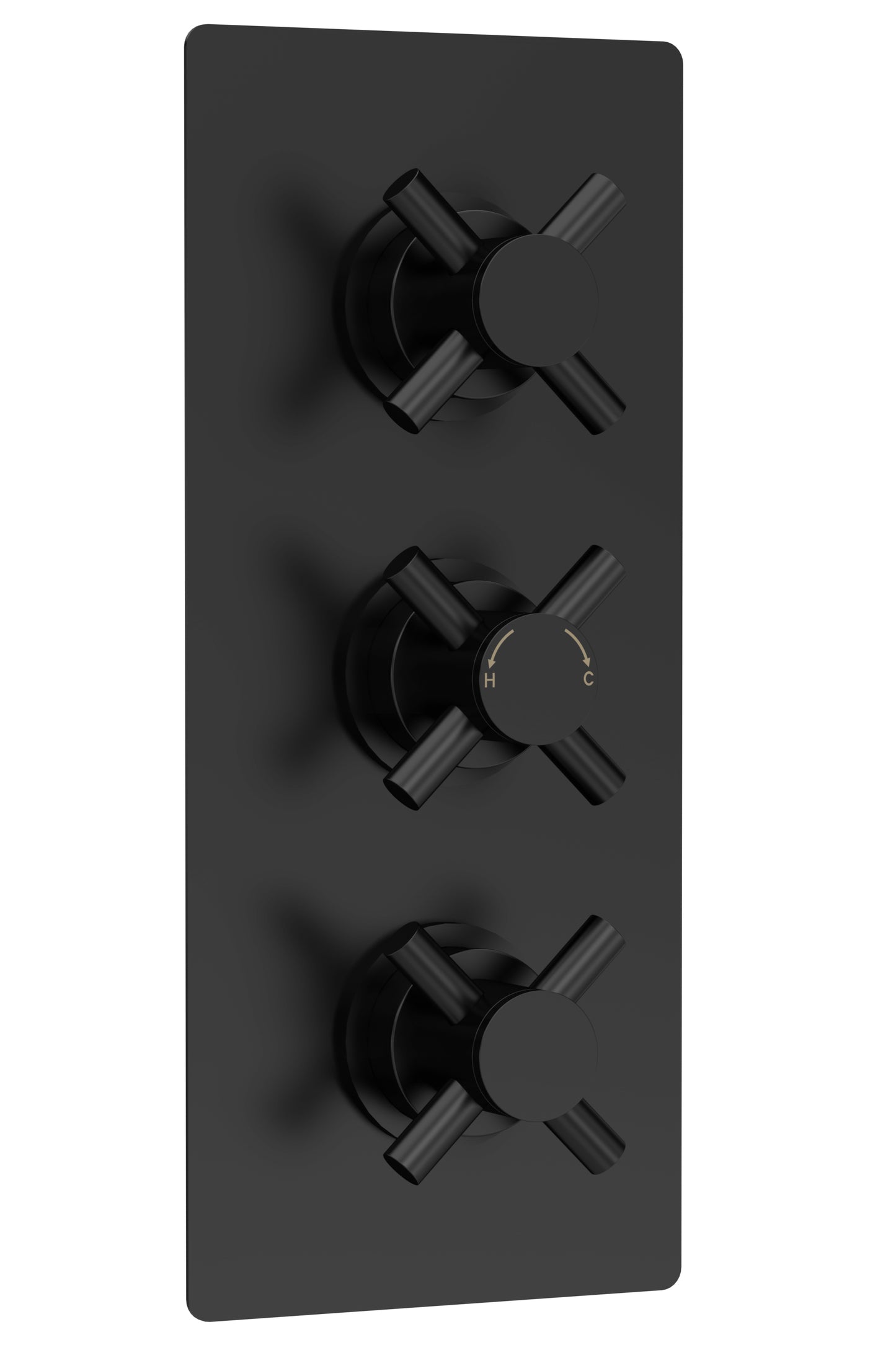 Tec Crosshead Triple Thermostatic Shower Valve Matt Black