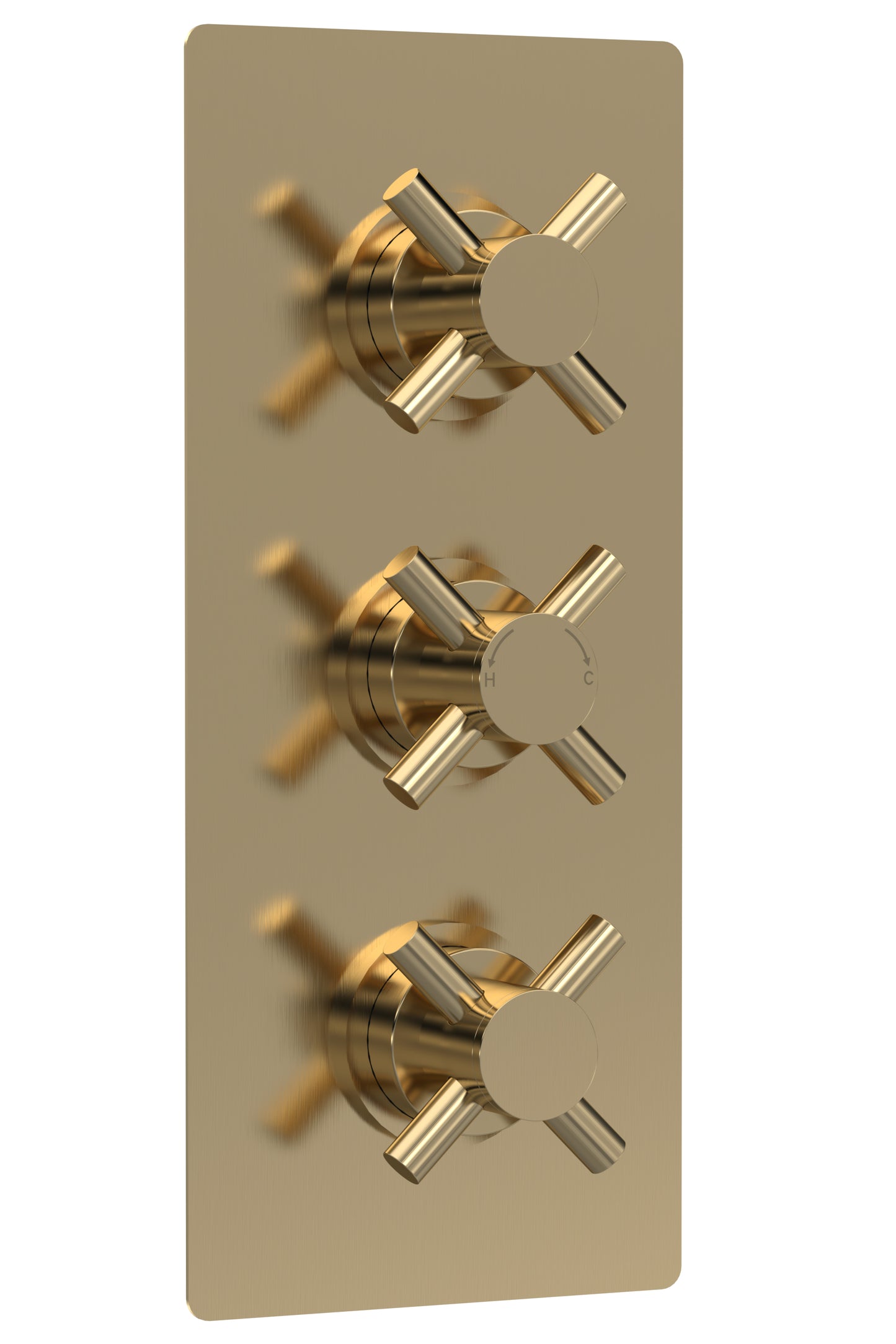 Tec Crosshead Triple Thermostatic Shower Valve Brushed Brass