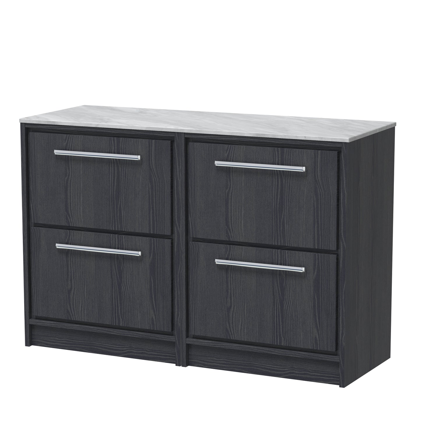 Hudson Reed Lille 1200mm Floor Standing 4-Drawer Vanity with Marble Worktop & Soft Close Drawers