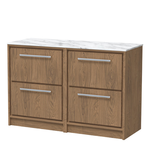 Hudson Reed Lille 1200mm Floor Standing 4-Drawer Vanity With Marble Worktop