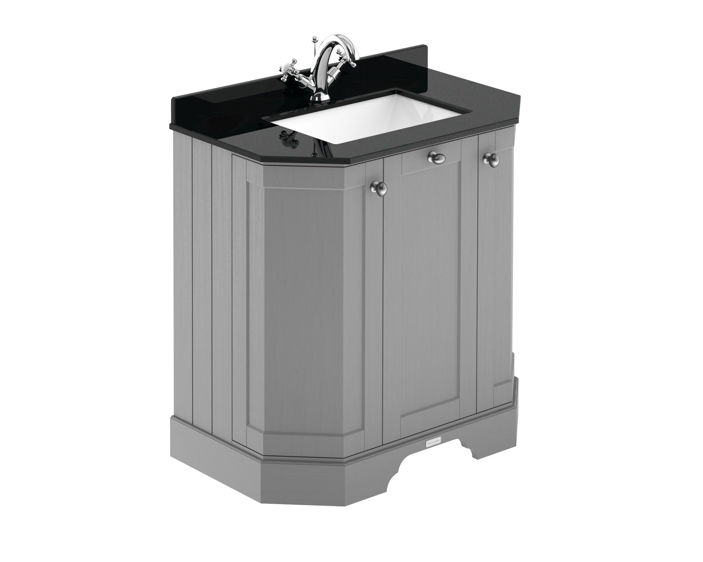 Hudson Reed Old London 786mm Storm Grey Floor Standing 3 Door Vanity Unit With Black Marble Top Basin