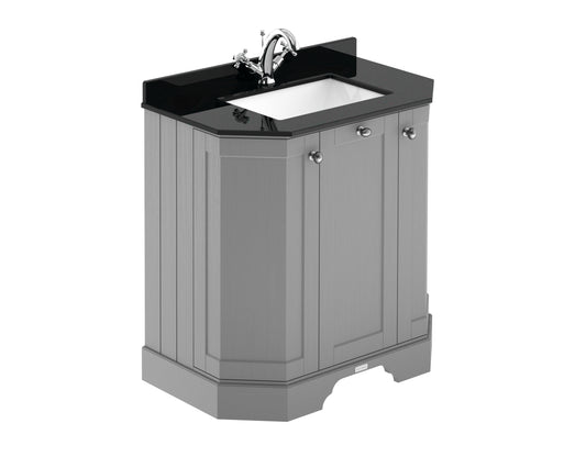 Hudson Reed Old London 786mm Storm Grey Floor Standing 3 Door Vanity Unit With Black Marble Top Basin