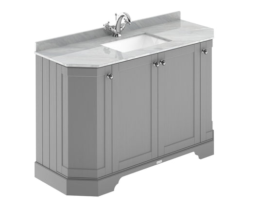 Hudson Reed Old London 1236mm Storm Grey Floor Standing 4 Door Vanity Unit With Grey Marble Basin