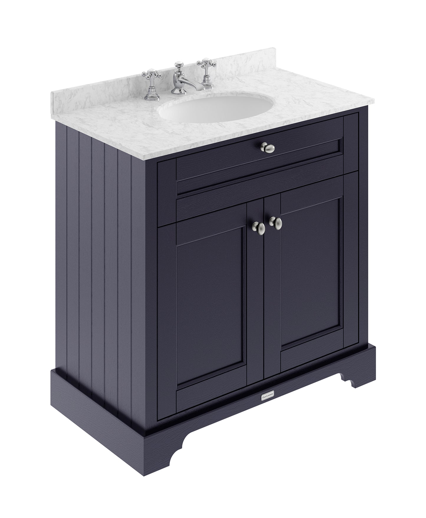 Hudson Reed Old London 800mm Floor Standing 2 Door Vanity Unit with 3 Tap Hole Grey Marble Top Basin