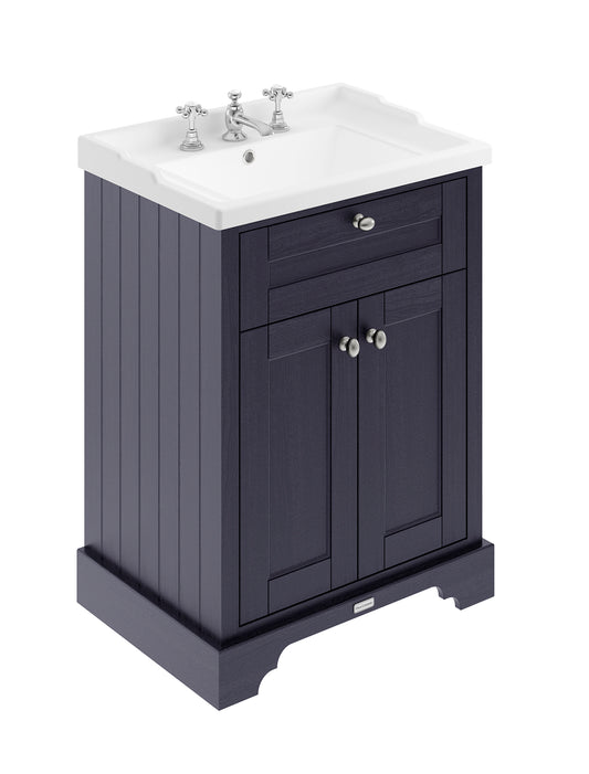 Hudson Reed Old London 600mm Floor Standing 2 Door Vanity Unit With 3 Tap Hole Ceramic Basin