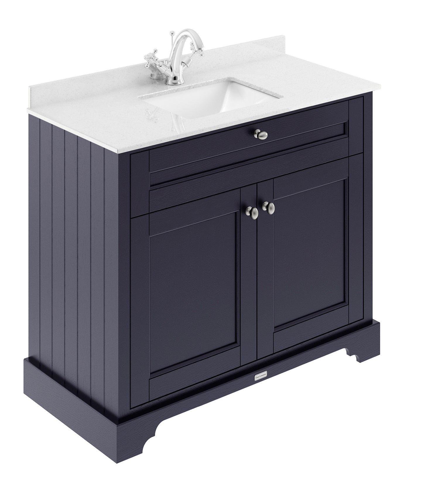 Hudson Reed Old London 1000mm Twilight Blue Floor Standing Vanity Unit With Square Basin & Marble Top