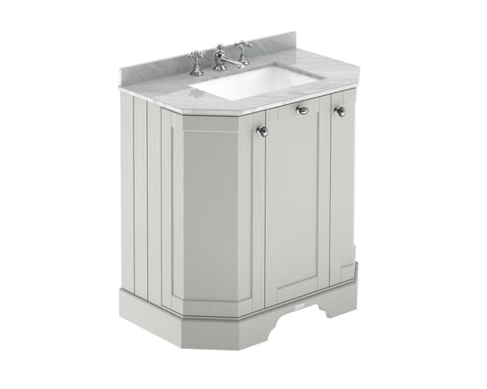 Hudson Reed Old London 786mm Timeless Sand 3 Door Floor Standing Vanity Unit with Grey Marble Top Basin