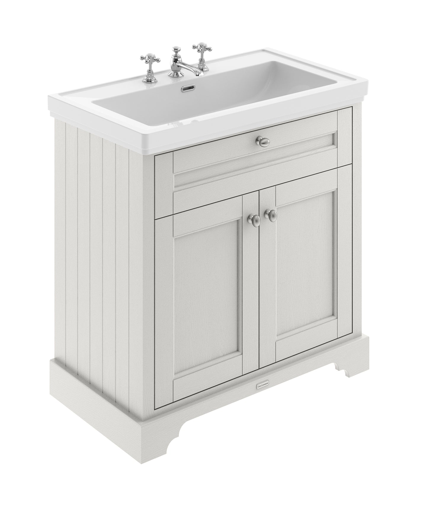 Hudson Reed Old London 800mm Floor Standing 2 Door Vanity Unit With 3 Tap Hole Fireclay Basin