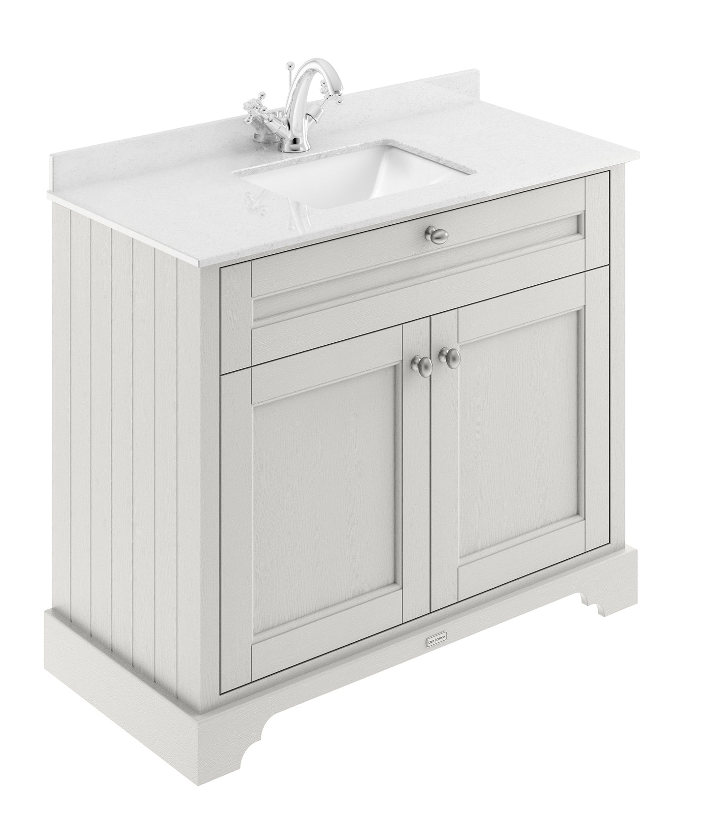 Hudson Reed Old London 1000mm Floor Standing 2 Door Vanity Basin Unit With Square Basin & Marble Top
