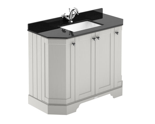 Floor Standing 4 Door Angled Vanity Unit with 1 Tap Hole Black Marble Top 1000mm