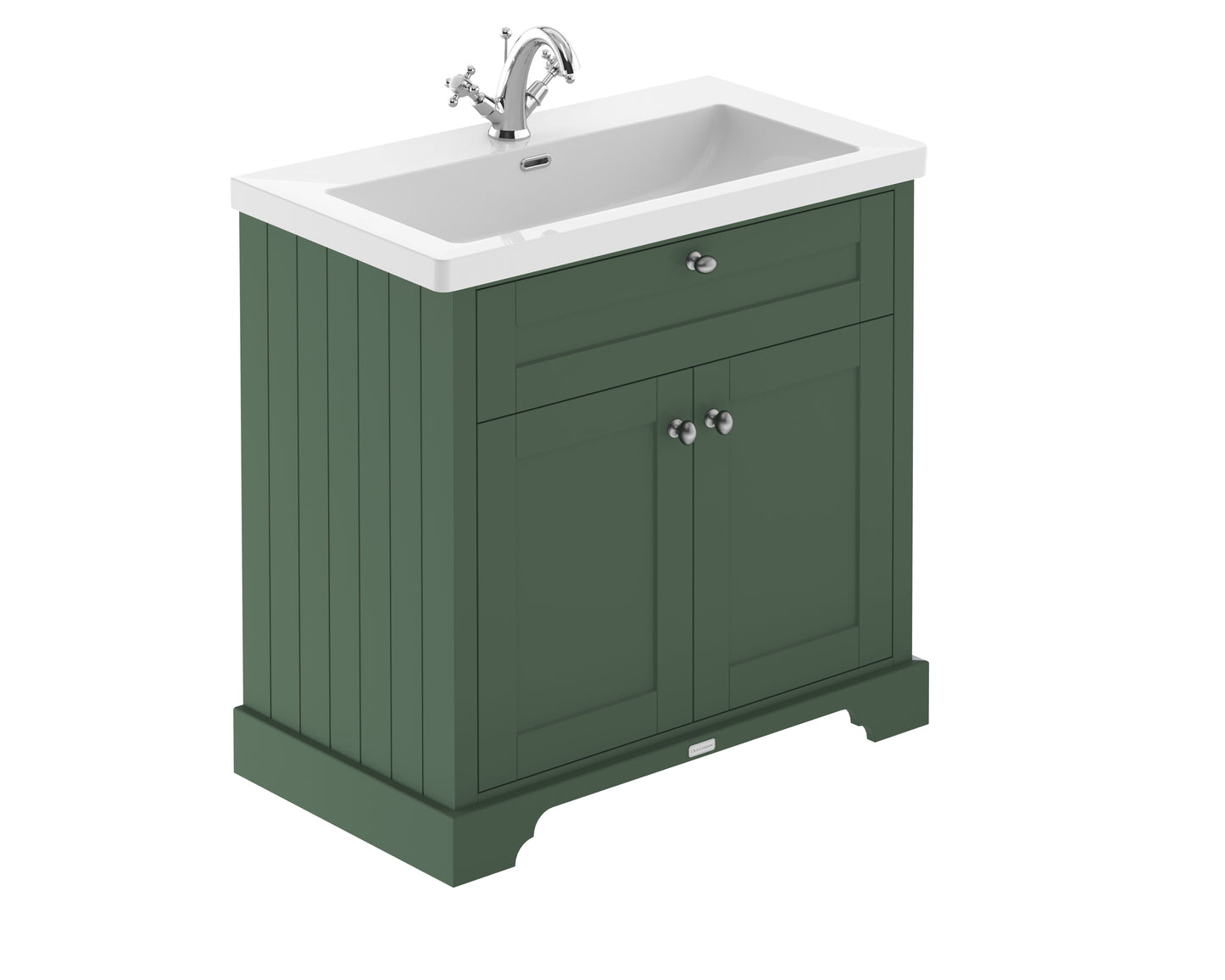 Hudson Reed Old London 800mm Hunter Green 2-Door Floor Standing Vanity Unit With Basin