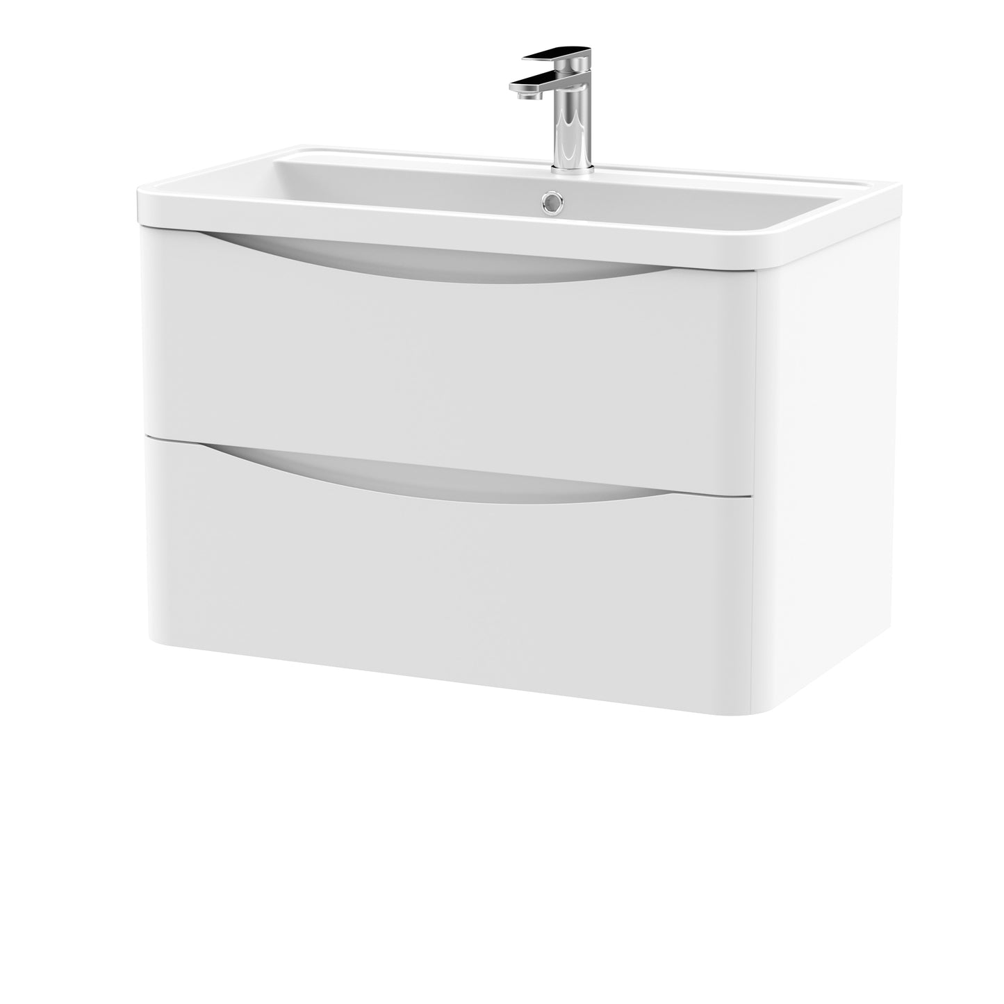 Nuie Lunar 800mm Wall Hung 2 Drawer Unit with Polymarble Basin