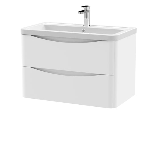Nuie Lunar 800mm Wall Hung 2 Drawer Unit with 1 Tap Hole Basin