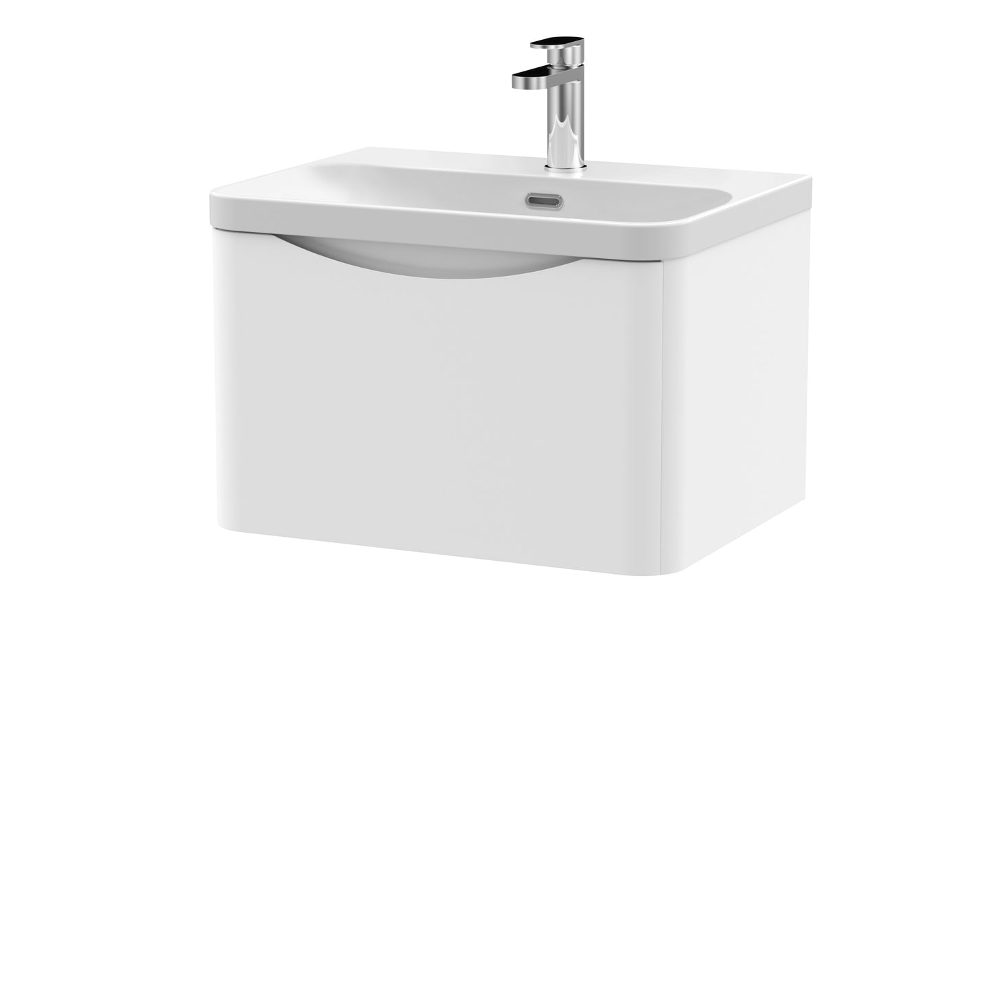 Nuie Lunar 600mm Wall Hung 1 Drawer Vanity Unit Including Basin