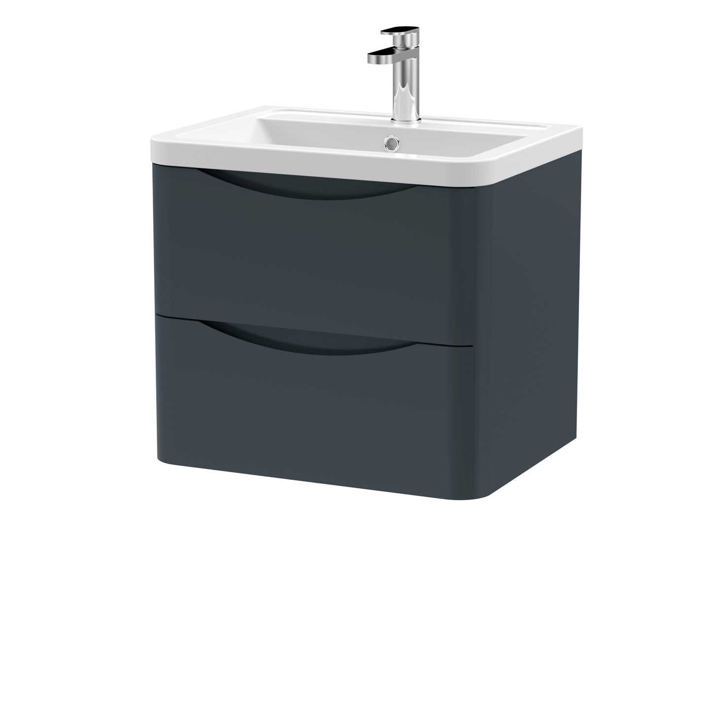 Nuie Lunar 800mm Satin White Floor Standing 2 Drawer Basin Unit