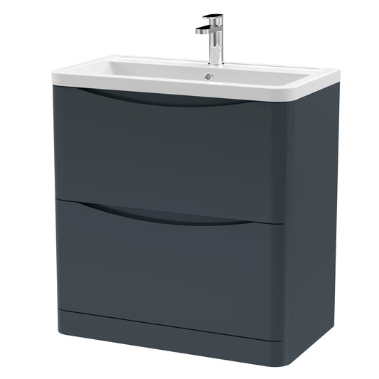 Nuie Lunar 800mm Floor Standing 2 Drawer Vanity Unit with Ceramic Basin