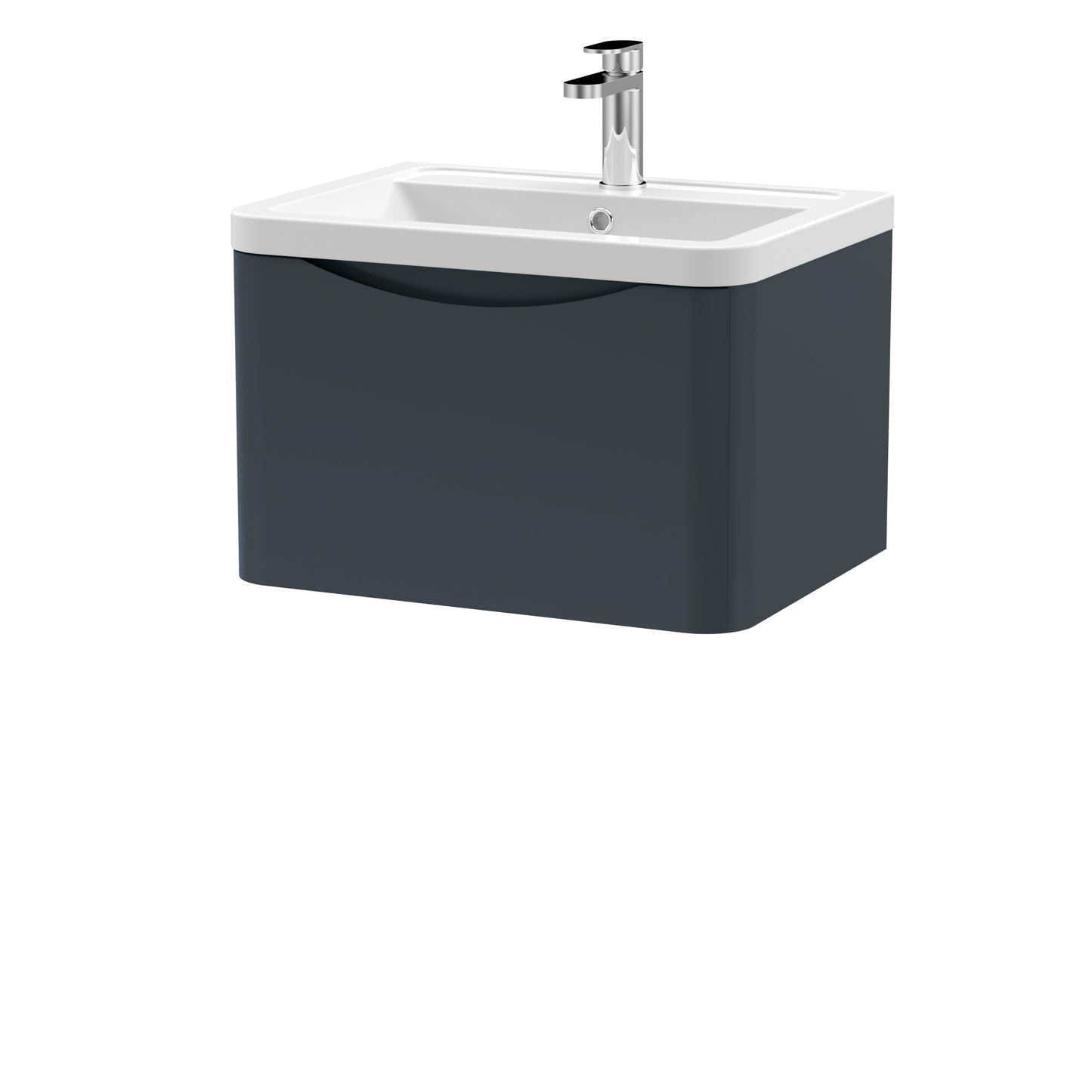 Nuie Lunar 600mm Wall Hung 1 Drawer Vanity Unit with Ceramic Basin