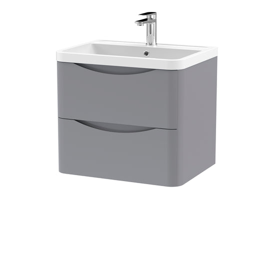 Nuie Lunar 600mm Wall Hung 2 Drawer Vanity Unit With Basin