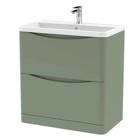 Nuie Lunar 800mm Floor Standing 2 Drawer Vanity Unit with 1 Tap Hole Basin