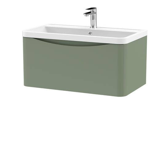 Nuie Lunar 800mm Wall Hung 1 Drawer Unit With Polymarble Basin