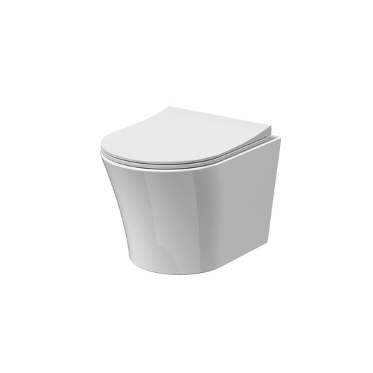 Freesia Wall Hung Rimless Toilet Pan & Soft Close Seat - White