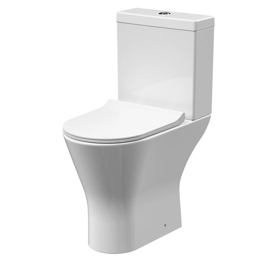 Freesia Comfort Height Rimless Toilet Pan, Cistern & Seat - White