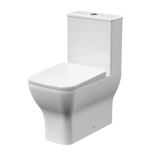 Acer Flush Rimless Toilet Pan, Cistern & Soft Close Seat - White