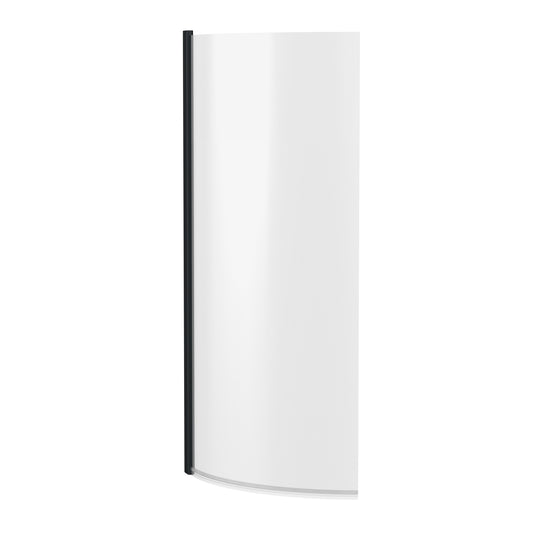 P-Bath Curved Hinged Shower Bath Screen 6mm - Matt Black