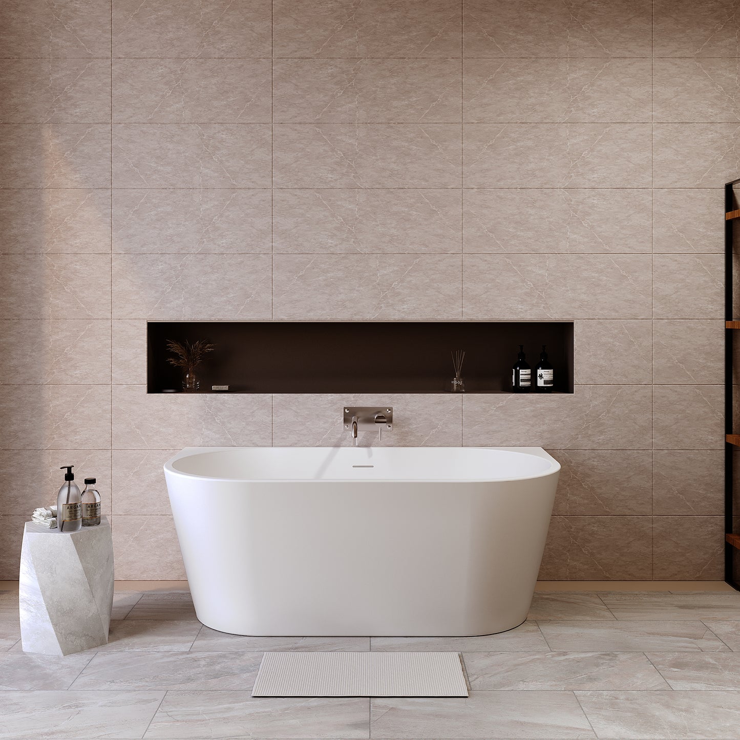 Myriad Curved Back to Wall Freestanding Bath by Nuie