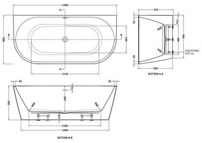 Myriad Curved Back to Wall Freestanding Bath by Nuie