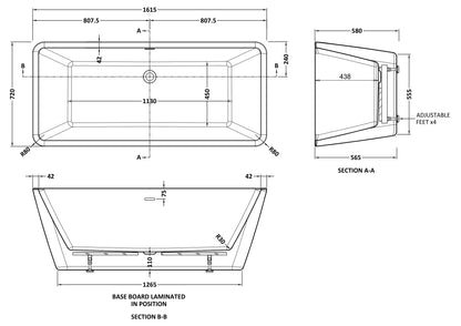 Endeavor Square Back to Wall Freestanding Bath by Nuie