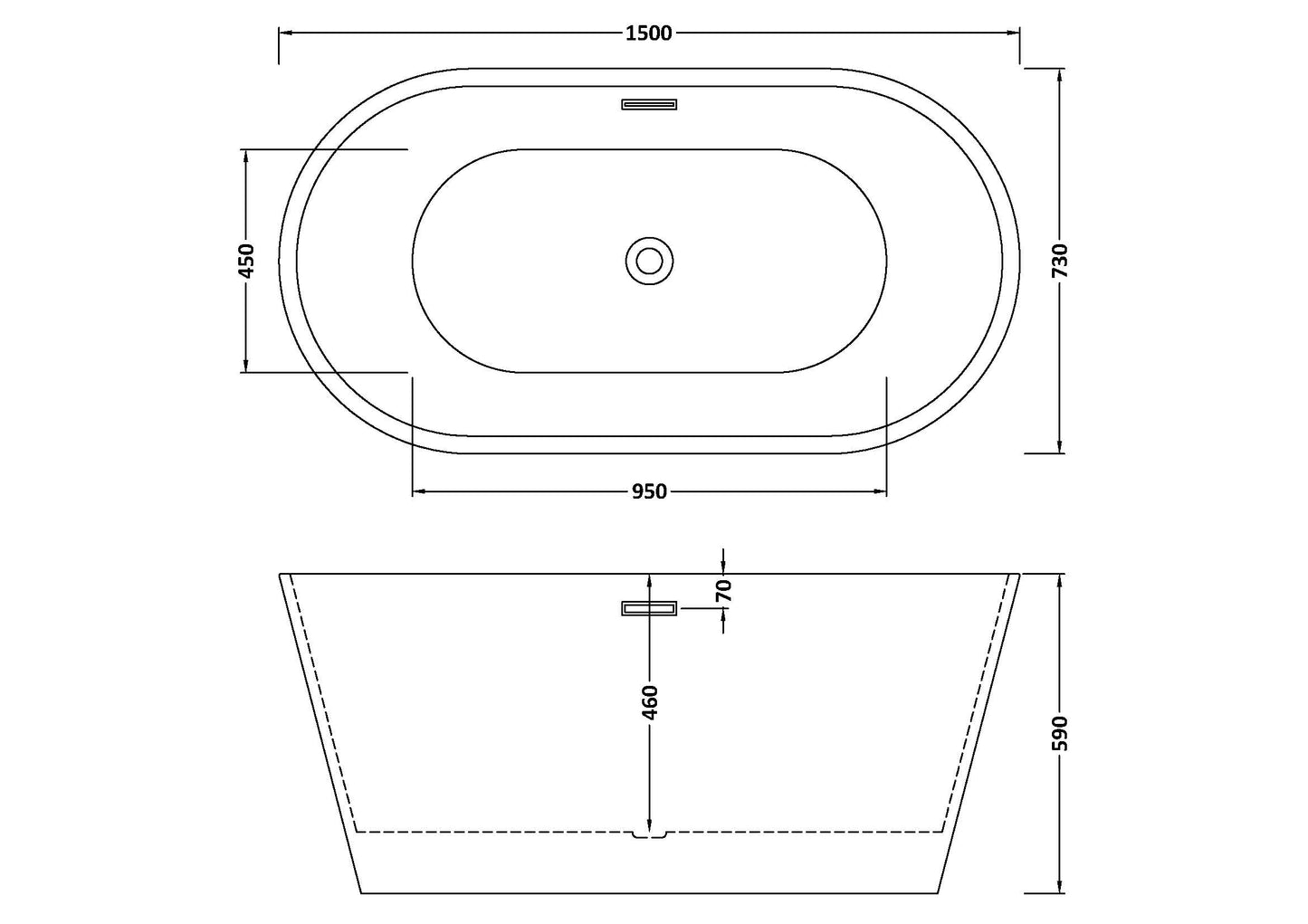 Nocturnal Oval Freestanding Bath by Nuie