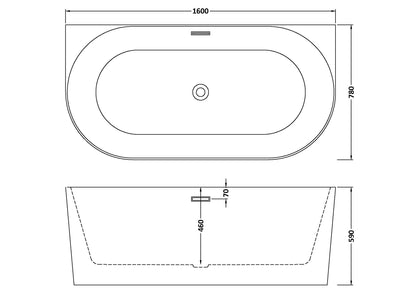Everlast Back to Wall Freestanding Bath by Nuie