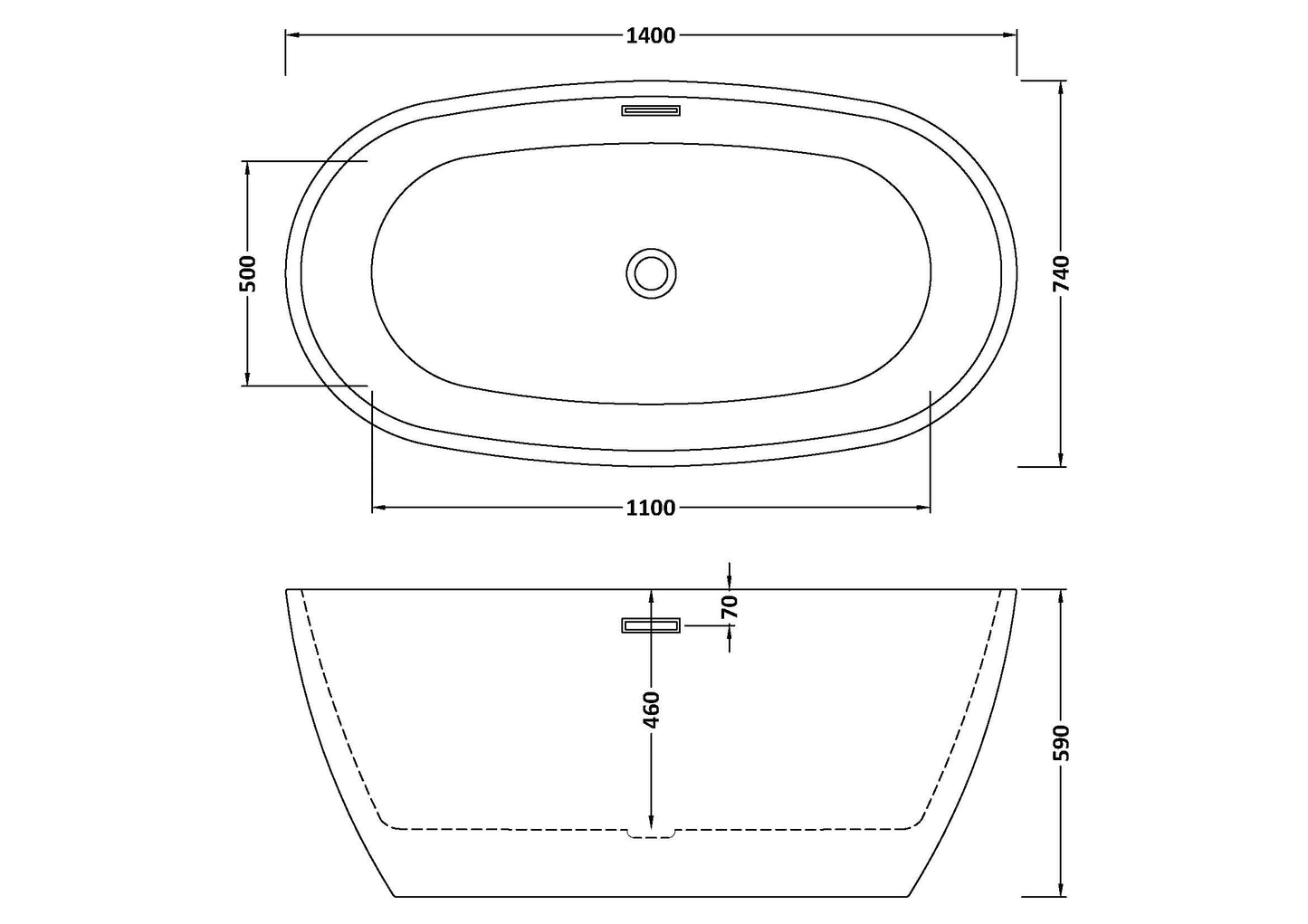 Pendulum Oval Freestanding Bath by Nuie