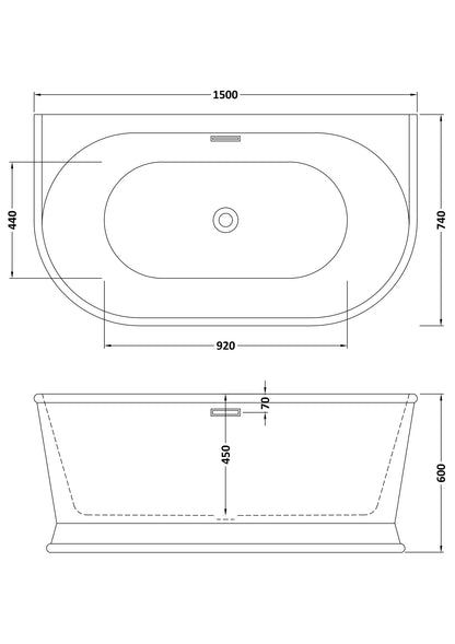 Timora Back to Wall Freestanding Bath by Nuie