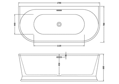Timora Back to Wall Freestanding Bath by Nuie