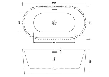Fluted Oval Freestanding Bath by Nuie